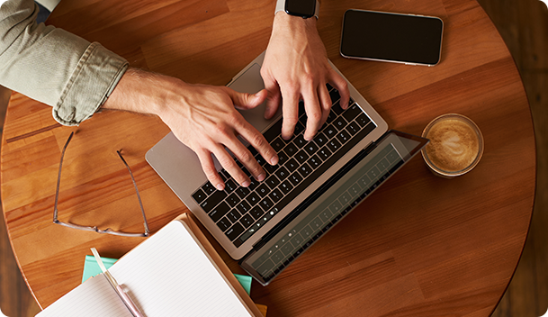 Person working on a laptop